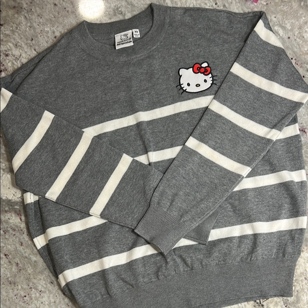 Hello Kitty Gray Striped Sweater